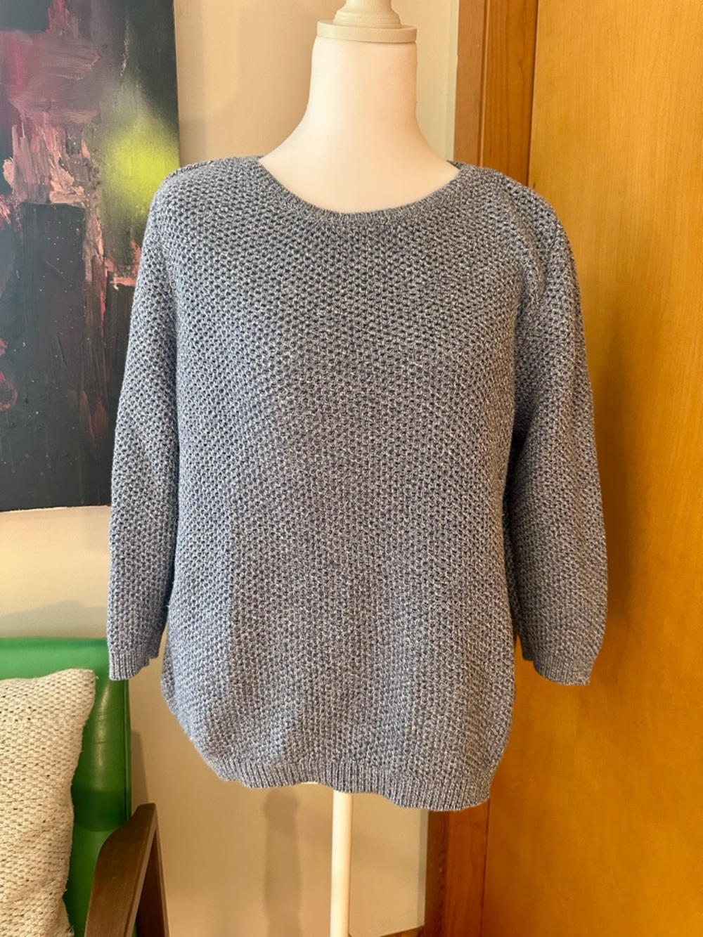Classic Lightweight Knit Sweater in Heather Blue